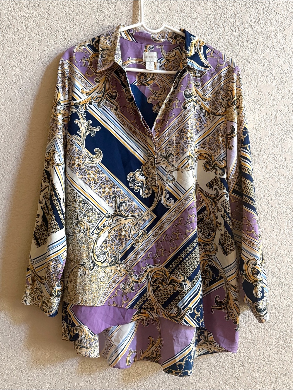 Chico's 3 Top Women’s Size XL Multicolor Paisley & Geometric Tunic Long Line